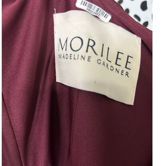 Morilee 21761 Silky Satin Slit Bridesmaid Dress Maxi Burgandy - Picture 8 of 9